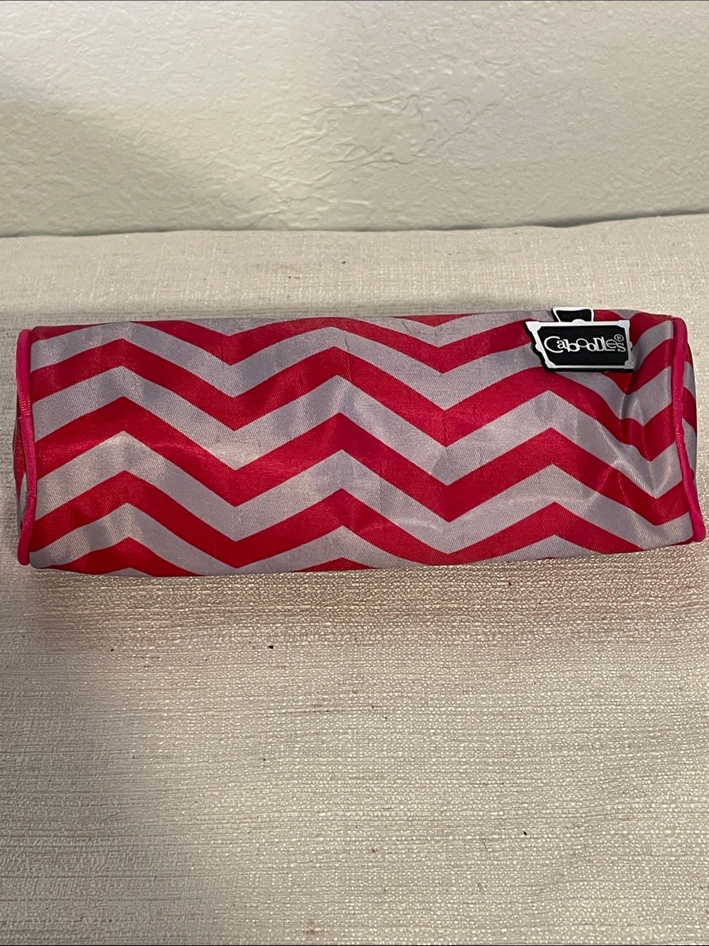 Caboodles Chevron Pencil Pouch - Hot Pink & Light Gray